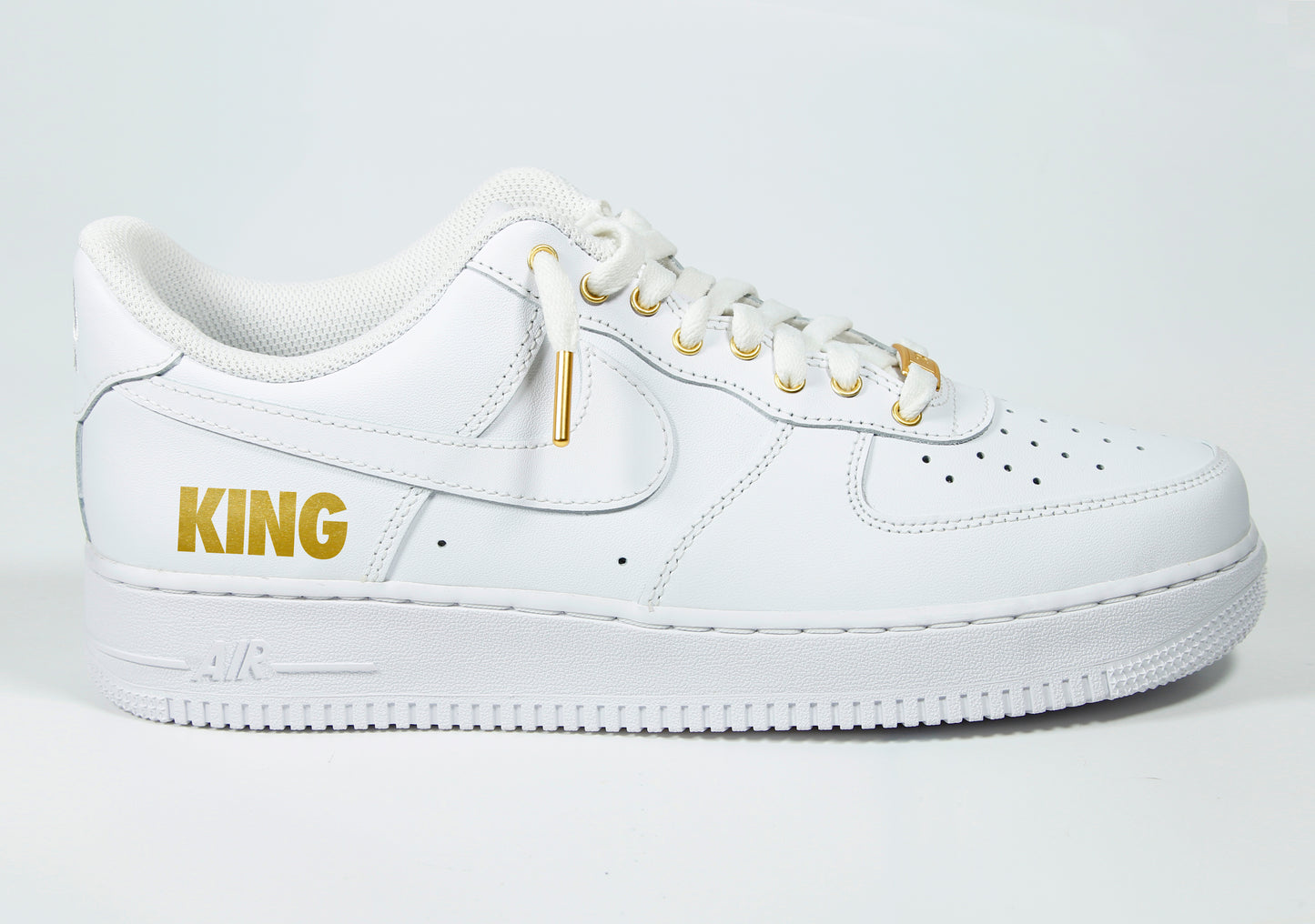 "King" Air Force 1 Low White & Gold (MENS)