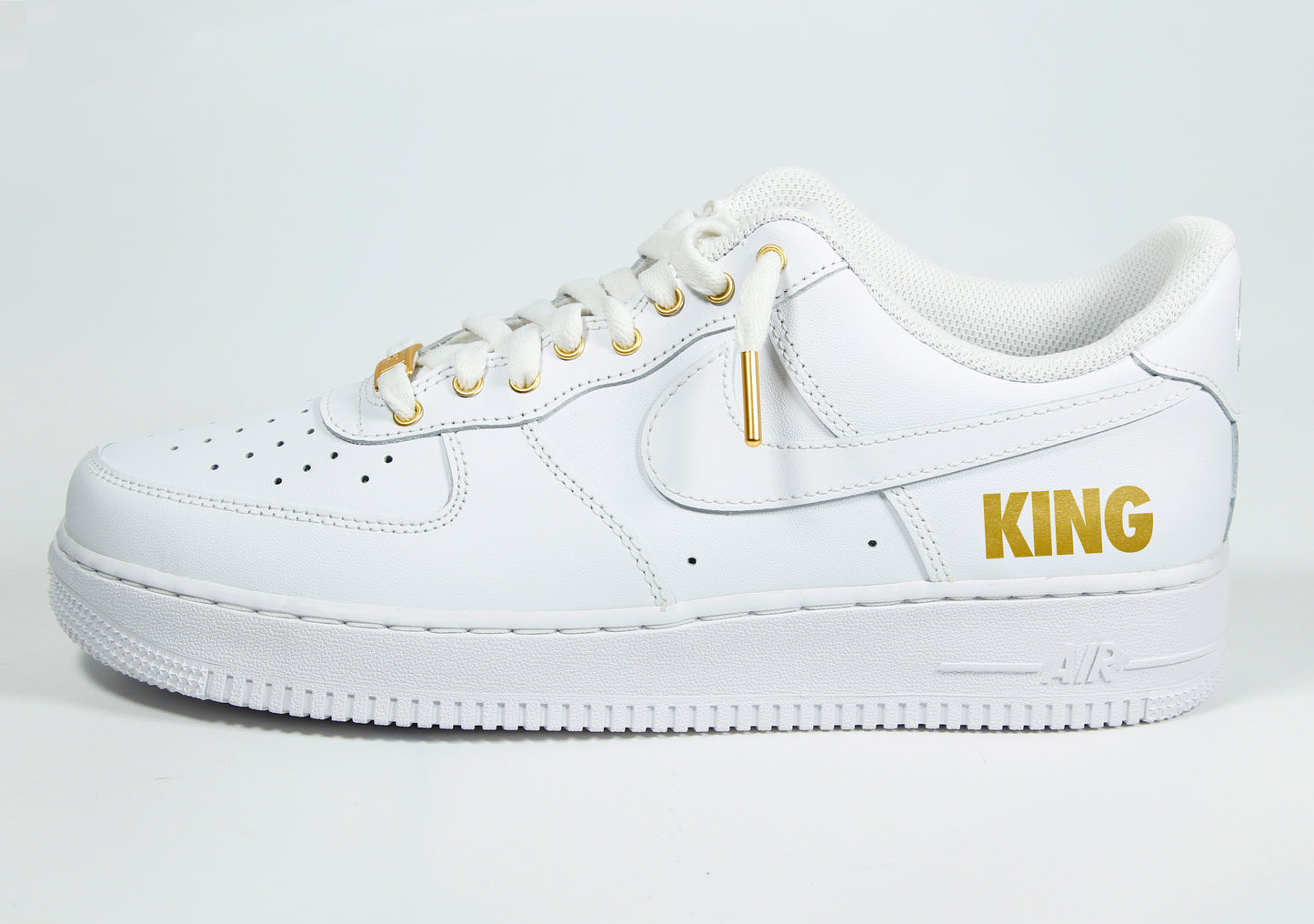 "King" Air Force 1 Low White & Gold (MENS)