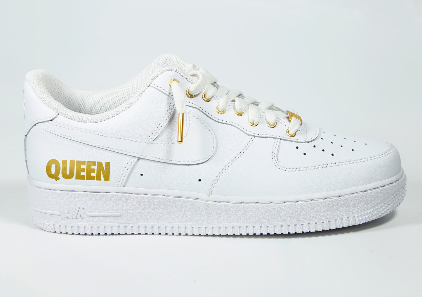 "Queen" Air Force 1 Low White & Gold (WOMENS)