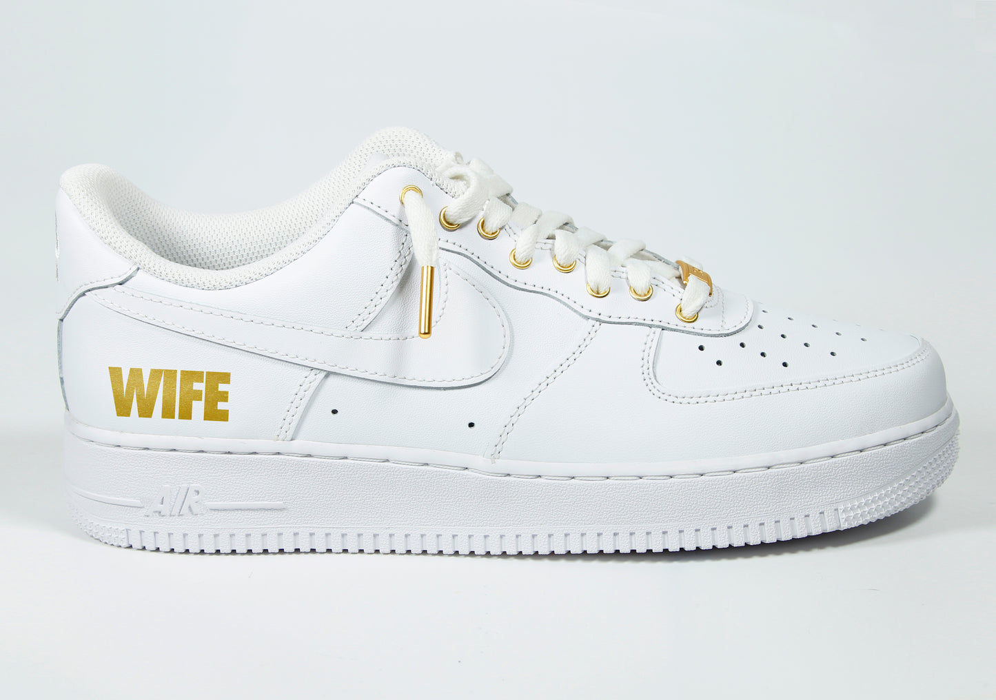 "Wife" Air Force 1 Low White & Gold (WOMENS)