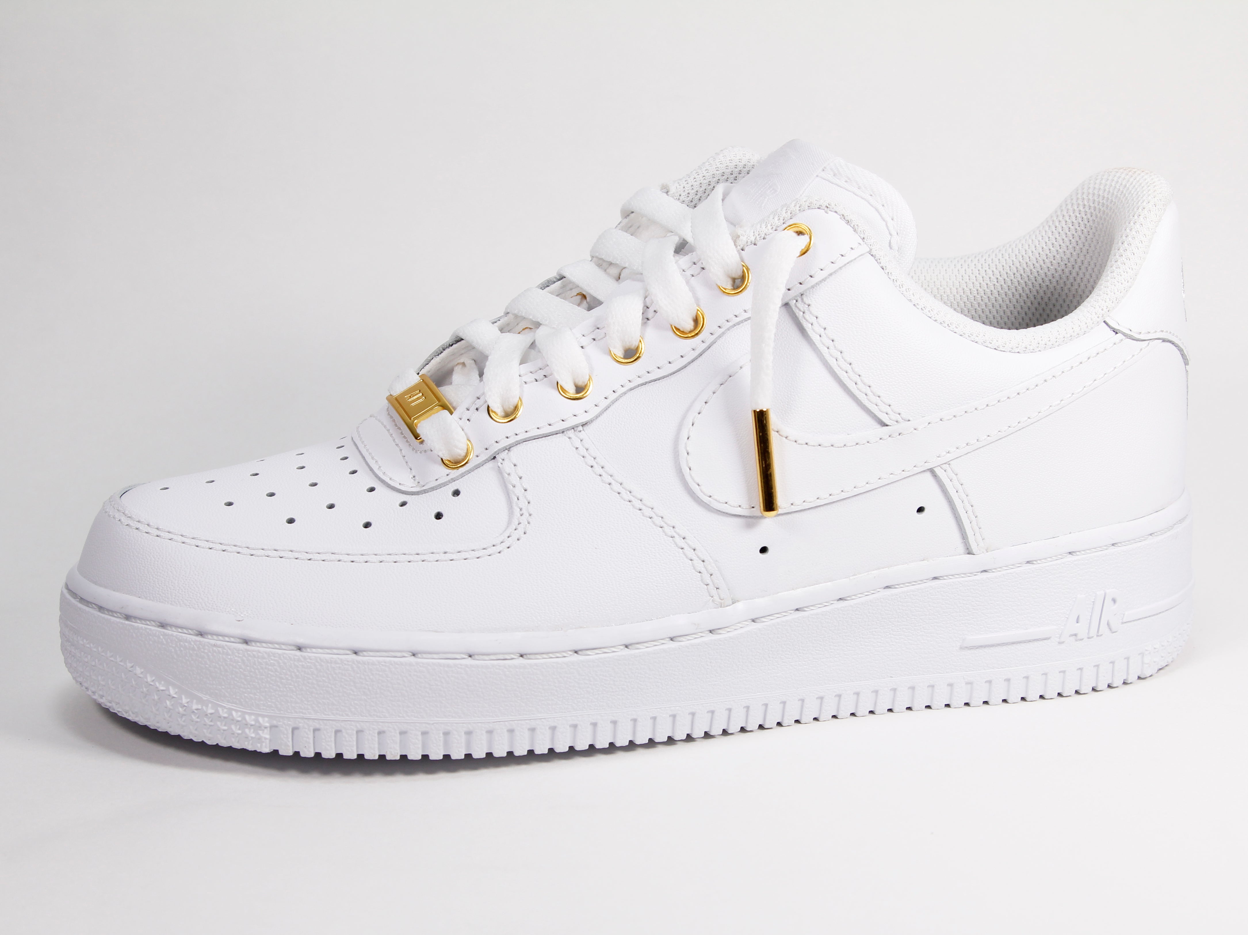 Women's white and gold air hot sale force 1