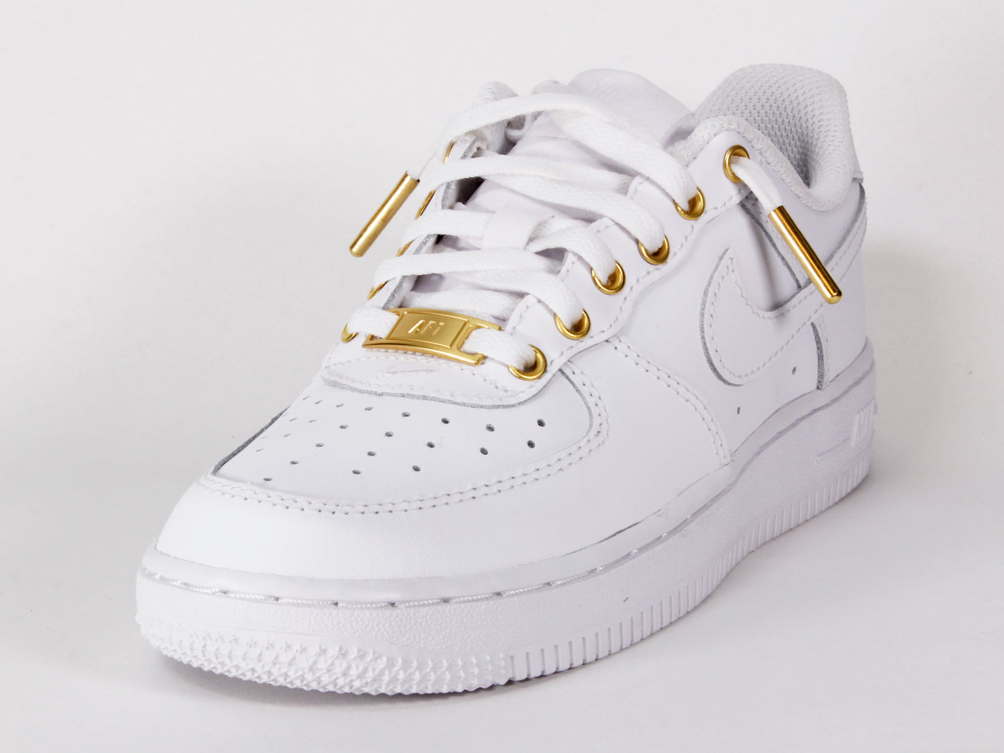 Custom Kids Force 1 White & Gold