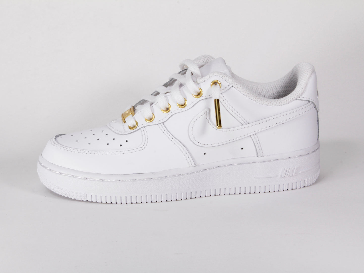 Custom Kids Force 1 White & Gold