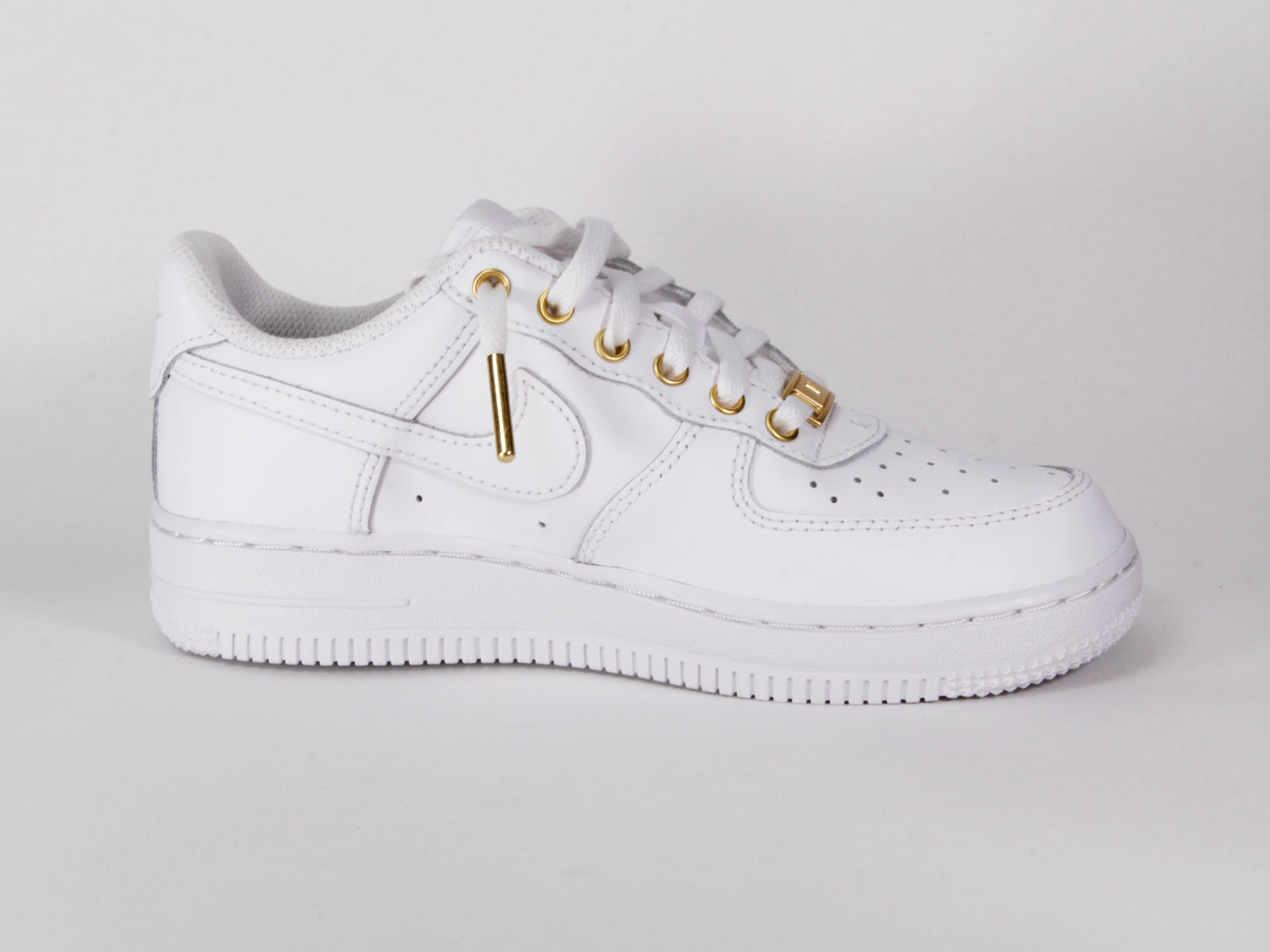 Custom Kids Force 1 White & Gold