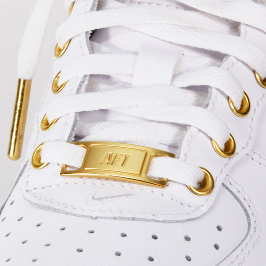 Custom Kids Force 1 White & Gold