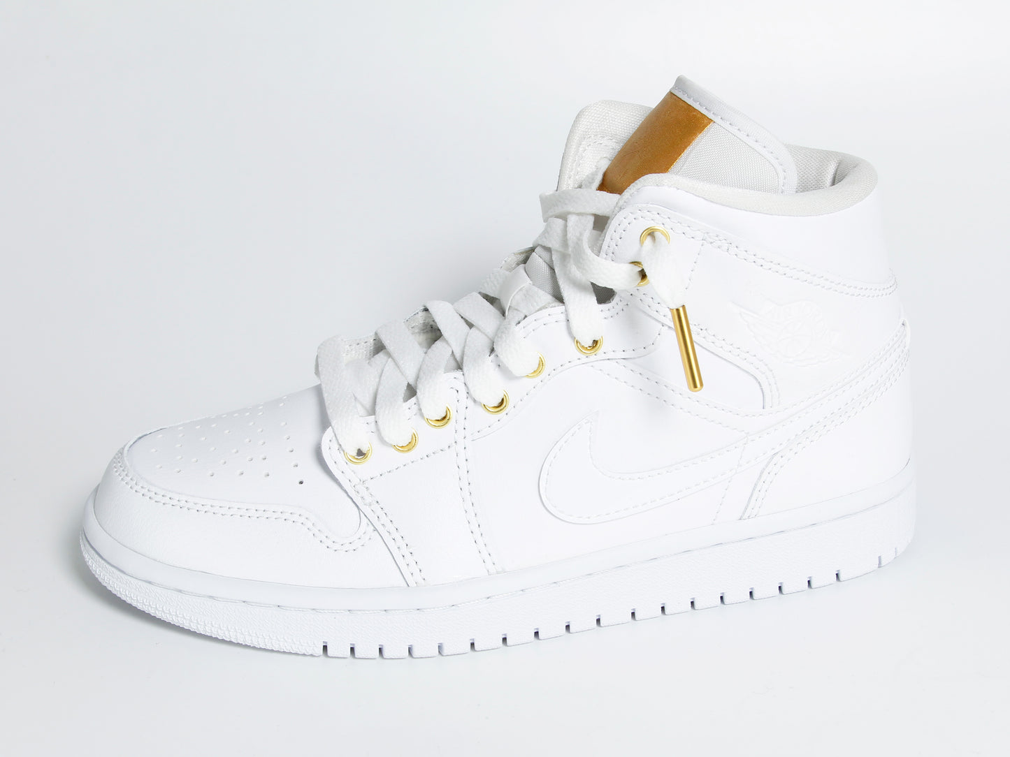 Women's Custom Jordan 1 Mid White & Gold